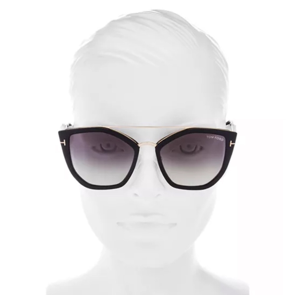 Tom Ford Women’s Dahlia Geometric Black and Gold 55 mm Sunglasses/Case